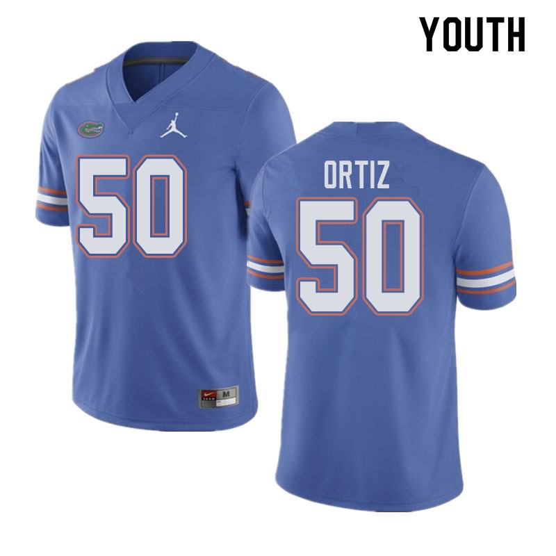 Youth NCAA Florida Gators Marco Ortiz #50 Stitched Authentic Jordan Brand Blue College Football Jersey UVQ8765XP